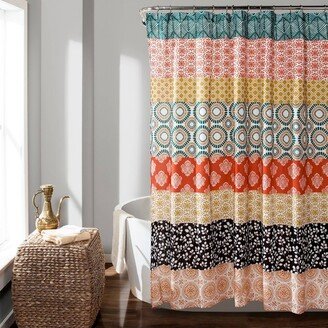 Bohemian Stripe Shower Curtain Turquoise/Orange