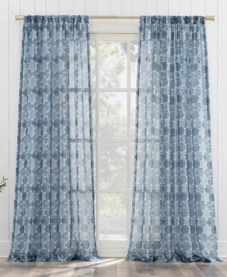 No. 918 Tokai Geometric Print Sheer Rod Pocket Single Curtain Panel, 56