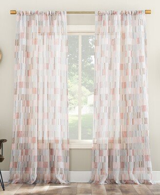 No. 918 Colby Offset, Stripes Sheer Rod Pocket Single Curtain Panel, 56