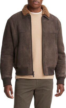 Genuine Shearling & Suede Bomber Jacket