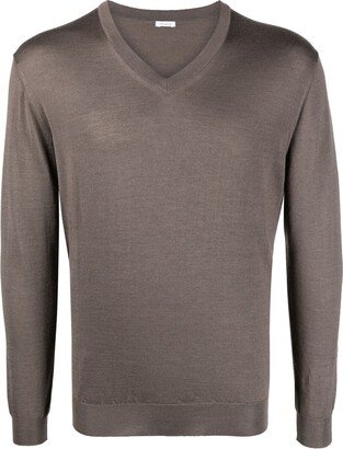 V-neck cashmere-silk jumper