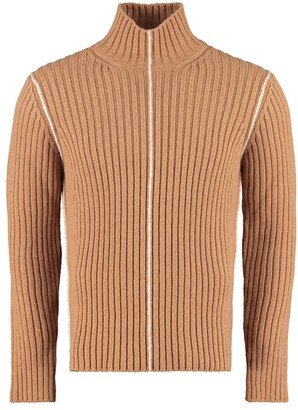 Ribbed Turtleneck Knit Sweater