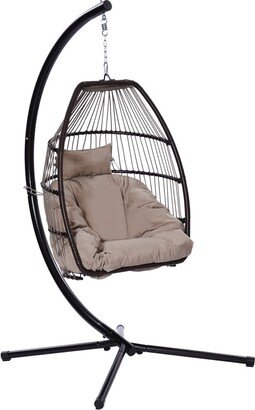 Patio Wicker Folding Hanging Chair-AA