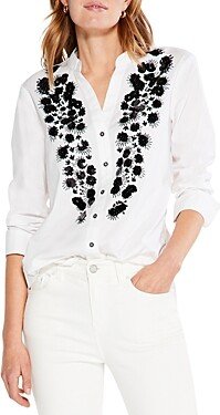 Petite Evening Glam Sequin Embellished Shirt