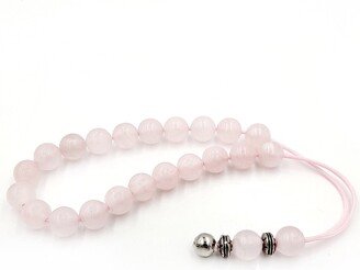 Rose Quartz Worry Beads, Greek Komboloi With Metal Kompoloi, Choose Cord Color