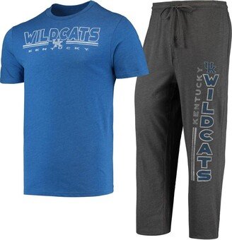 Men's Concepts Sport Heathered Charcoal, Royal Kentucky Wildcats Meter T-shirt and Pants Sleep Set - Heather Charcoal, Royal