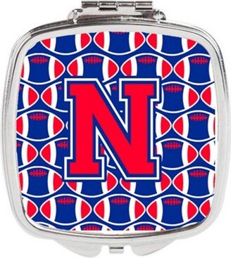 CJ1076-NSCM Letter N Football Harvard Crimson & Yale Blue Compact Mirror