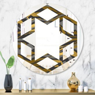 Designart 'Angled lines and waves pattern' Printed Modern Round or Oval Wall Mirror - Hexagon Star