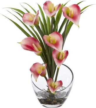 15.5 Calla Lily and Grass Artificial Arrangement in Vase