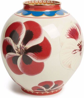 Bubble pansy-print porcelain vase