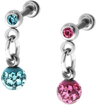 Bodifine Stainless Steel Set of 2 Crystal and Resin Tragus