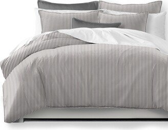 6ix Tailors Cruz Ticking Stripes Gray/Ivory Coverlet and Pillow Sham