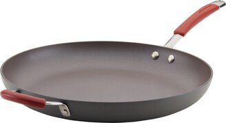 Cucina Hard Anodized Nonstick Frying Pan with Helper Handle, 14, Gray, Cranberry Red