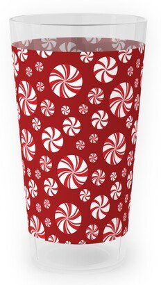 Outdoor Pint Glasses: Nutcracker Peppermints On Red Outdoor Pint Glass, Red