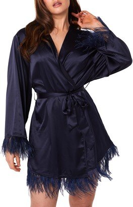 Feather Trim Short Robe