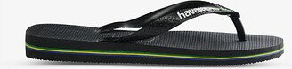 Womens Black/black Brasil Logo-print Rubber Flip-flops