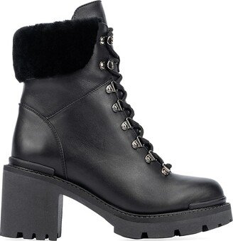 Vikki 80MM Leather & Shearling Combat Booties