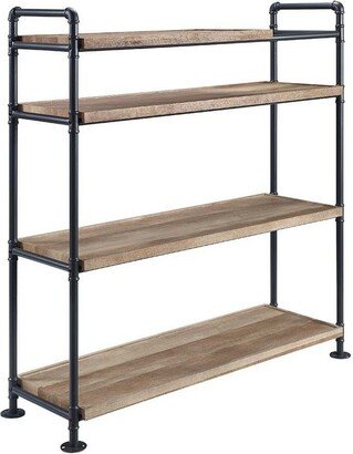 Ley 49 Inch 4 Tier Industrial Style Bookshelf, Metal, Brown, Black