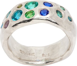 Millie Savage Silver Aqua Scatter Band Ring