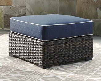 Grasson Lane Brown/Blue Ottoman