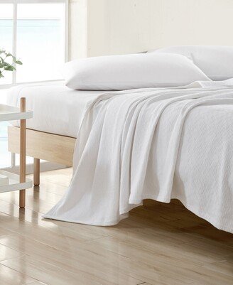 Ripple Cove White Cotton Blanket, Twin