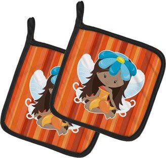 Fairy Orange Stripes Pair of Pot Holders