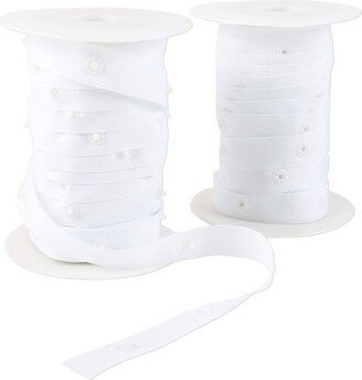 Bright Creations 2 Rolls White Snap Fastener Tape, Polyester Ribbon Press Buttons for Sewing