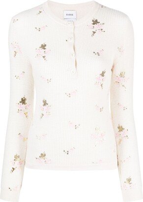 Floral-Print Waffle-Knit Jumper