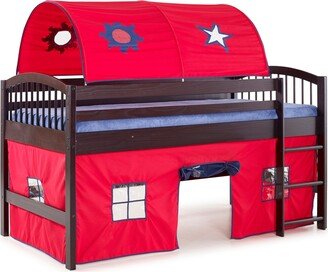 Addison Espresso Finish Junior Loft Bed,Tent and a Playhouse with Trim