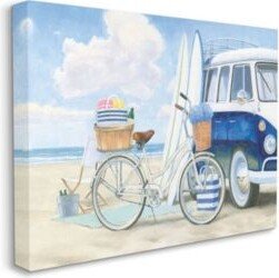 Bike Van Beach Nautical Blue White Painting Stretched Canvas Wall Art Collection By James Wiens