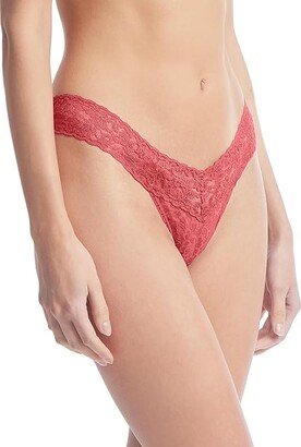 Signature Lace Low Rise Thong (Burnt Sienna (Red)) Women's Underwear