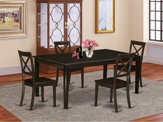 Mid Century Table Set Contains a Dining Table and Kitchen Dining Chairs - Black Finis-AY