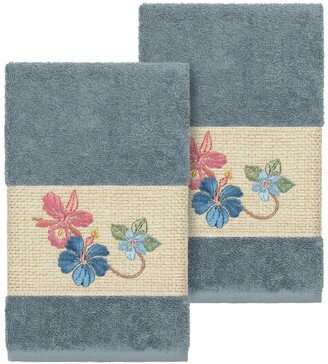 Teal Caroline Embellished Hand Towel - Set of 2