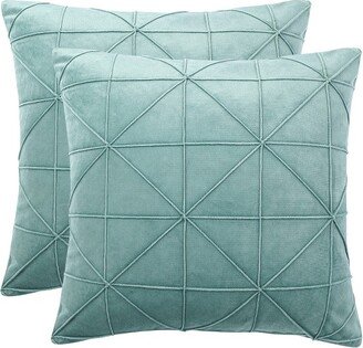 PiccoCasa Velvet Pillow Covers Soft Square Plaid Throw Pillow Cases 2 Pcs Pale Blue 16x16