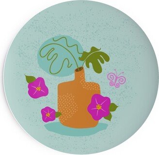 Salad Plates: Monstera Vase Salad Plate, Blue