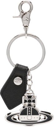 Orb-logo leather keyring