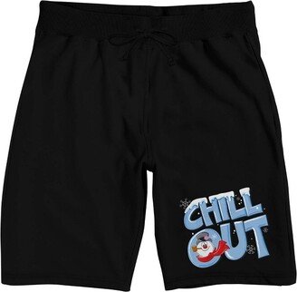 Frosty The Snowman Chill Out Men's Black Sleep Pajama Shorts-Large