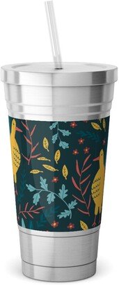 Travel Mugs: Wild Turkeys Stainless Tumbler With Straw, 18Oz, Multicolor