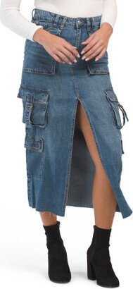 Denim Cargo Maxi Skirt for Women