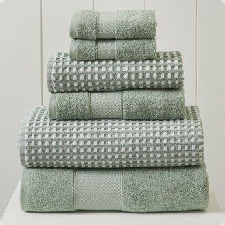 Modern Threads 6 Piece Yarn Dyed Jacquard Towel Set, Cobblestone, Green