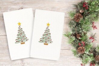 2pk Tree Hand Towel Set White