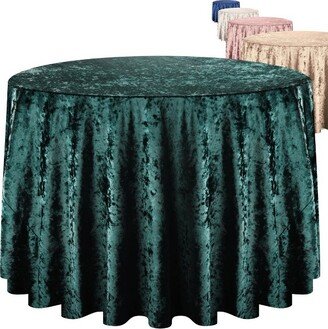 RCZ Decor RCZ Décor Elegant Round Table Cloth - Made With Fine Crushed-Velvet Material, Beautiful Emerald Tablecloth With Durable Seams