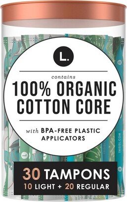 L . Organic Cotton Full Size Multipack Tampons - Light/Regular - 30ct