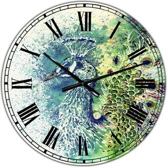 Designart Peacock Bliss Large Farmhouse Wall Clock - 36 x 28 x 1