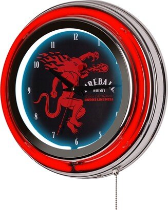 American Art Decor Fireball Retro Round Neon Wall Analog Clock with Pull Chain, 14.5