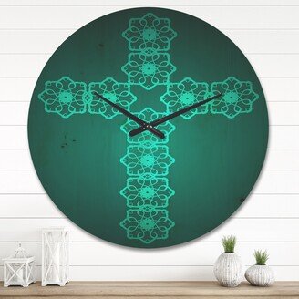 Designart 'Turquoise Holy Cross' Modern Wood Wall Clock