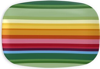 Serving Platters: Rainbow Stripe Serving Platter, Multicolor