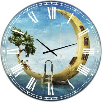 Designart Home Sweet Moon Large Modern Wall Clock - 36 x 36