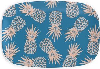 Serving Platters: Pineapples Serving Platter, Blue