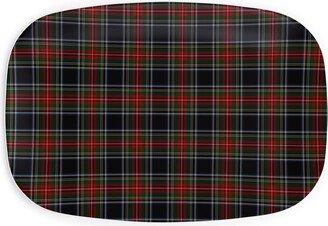 Serving Platters: Black Stewart Tartan - Red Serving Platter, Black